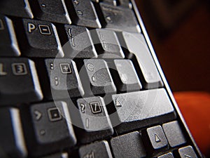 Closeup of a black keyboard