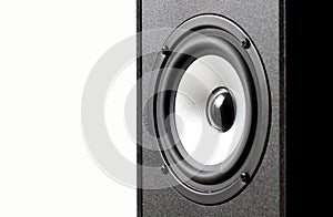 Closeup of black speaker