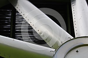 Closeup of blades on an industrial cooler