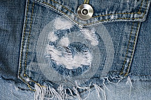 Closeup Blue jeans fabric and pocket