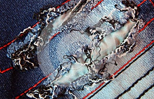 Closeup of blue jeans pant background