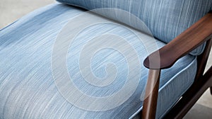 Closeup of blue lounge chair. Modern minimalist home living room interior. materials for furniture finishing