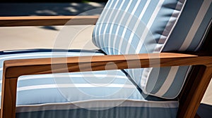 Closeup of blue striped lounge chair. Modern minimalist home living room interior. materials for furniture finishing