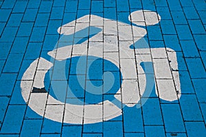 Closeup Of Blue And White Handicap Parking Symbol