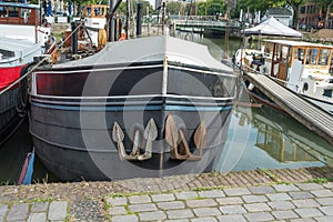 Closeup of the boat with an anchor