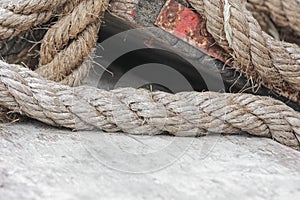 Closeup boat ropes