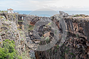 Closeup of Boca do Inferno on the Costa da Guia near Cascais, in Portugal photo