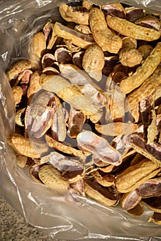 Closeup of boiled peanuts shell