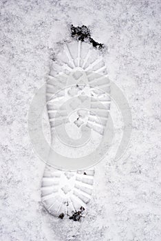 boot footstep in the snow