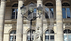 The closeup of Bourse of Paris- Brongniart palace ,Paris, France.