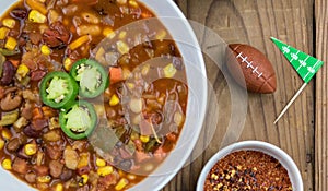 Closeup of a bowl of chili