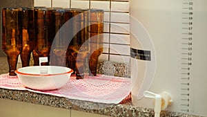 Closeup of the brewing home beer process at home in the kitchen