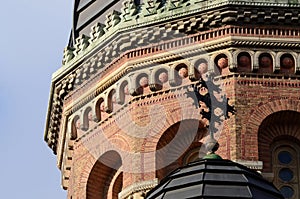 Closeup of brick orthodox Seminary church dome,Ukraine photo