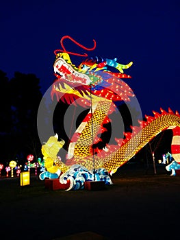 Closeup of dragon on waves at Chinese lantern festival