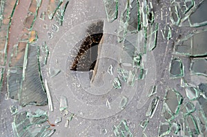 Detailné na zlomený auto čelné sklo 