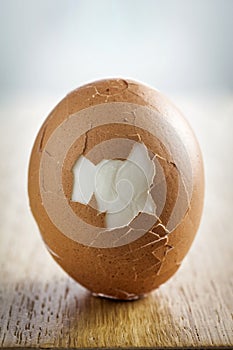 Closeup of broken egg