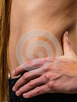 Closeup of brown birthmark on skin