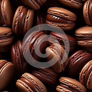 Closeup of Brown Chocolate Macaroon Stack for Captivating Seamless Pattern