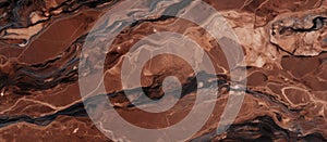 Closeup of brown chocolate with a marbled bedrock texture