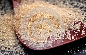 Closeup of brown granulated sugar