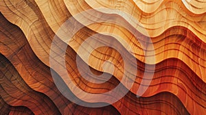 Closeup of brown wood with an amber wave pattern resembling a natural landscape