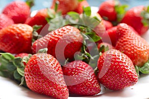 Closeup of a bunch of fresh strawberries