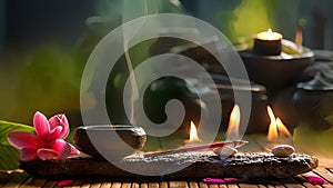 A closeup of burning incense sticks often used during reflexology treatments for their soothing aroma and believed