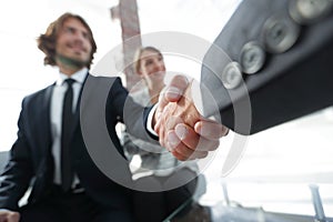 Closeup of a business hand shake