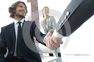 Closeup of a business hand shake