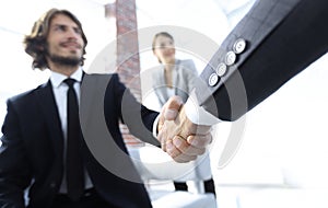 Closeup of a business hand shake