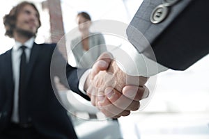 Closeup of a business hand shake