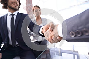 Closeup of a business hand shake