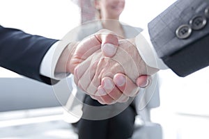 Closeup of a business hand shake