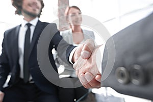 Closeup of a business hand shake