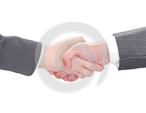 Closeup of a business handshake men and business women.