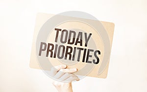 Closeup Business man hand holding show blank paper sheet mock up empty white board space for shouting text rule or protest word.