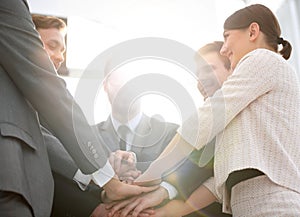 Closeup. business team with hands clasped together