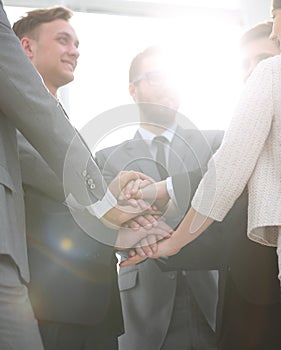 Closeup. business team with hands clasped together