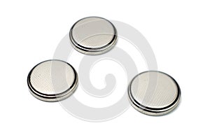 Closeup button cell battery or or coin cell