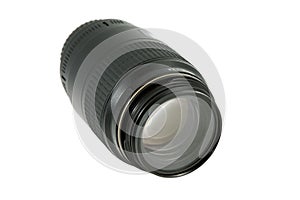 Closeup of camera lens, advanced photo equipment
