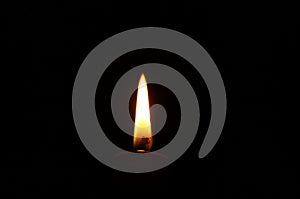 Closeup on candle flame on black background