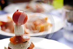 Closeup on caprese salad