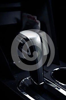 Closeup of car automatic transmission handle