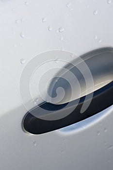 Closeup of car door handle