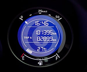 car fuel gauge dashboard panel. power oline indicator me photo