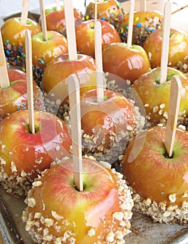 Closeup of caramel apples