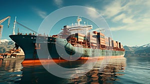 Closeup Cargo ship front view