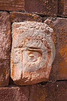 Closeup of carved stone tenon-head