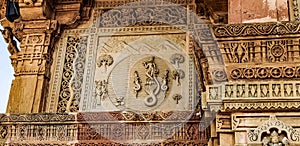 Closeup of the carvings of the Great Mosque of Djenne in Mali