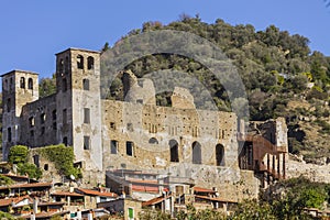 Closeup of the Castle of Dolceacqua Imperia, Liguria, Italy photo